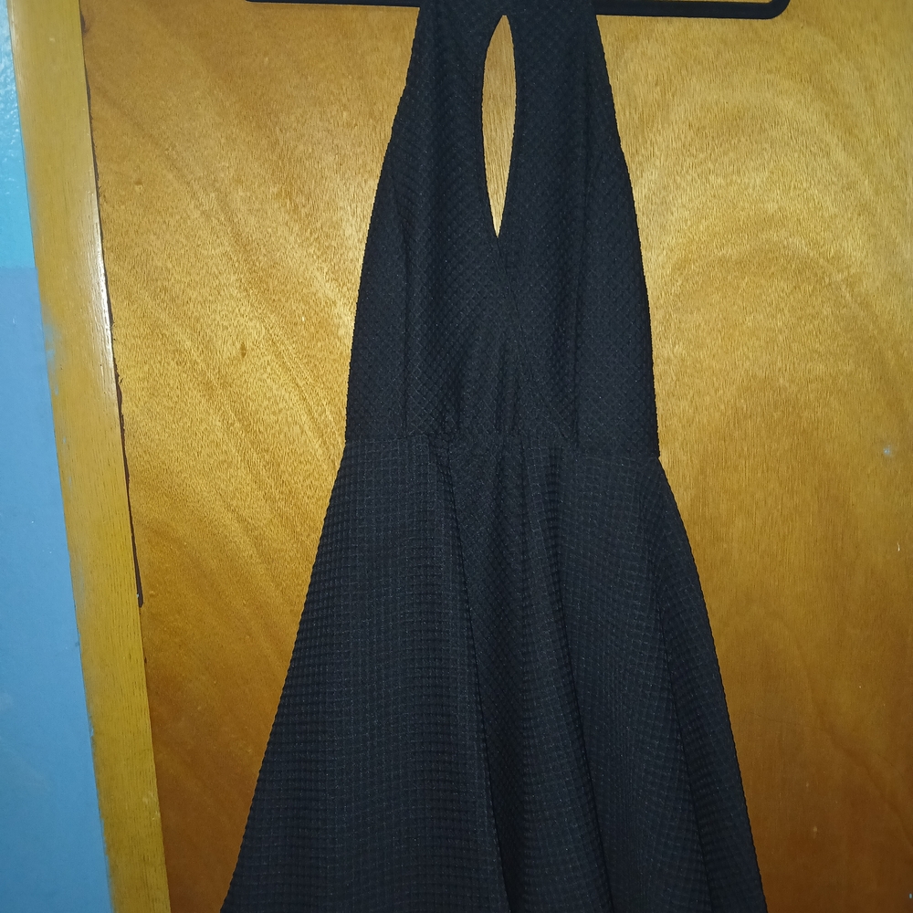 Womens Windsor Black Textured Halter Backless Fit-and-Flare Dress Sz: S